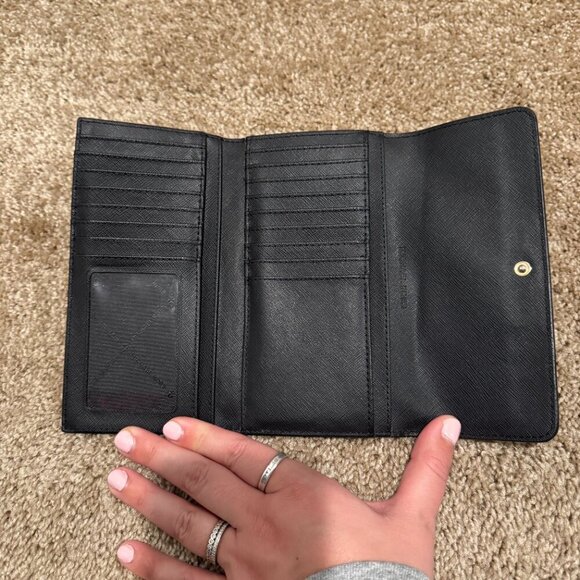 Michael Kors Trifold Wallet Black & Gold - Picture 3 of 3